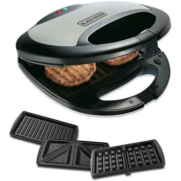 توستر وحماصة و آلة وافل 3 في 1 من بلاك آند ديكر 750 واط